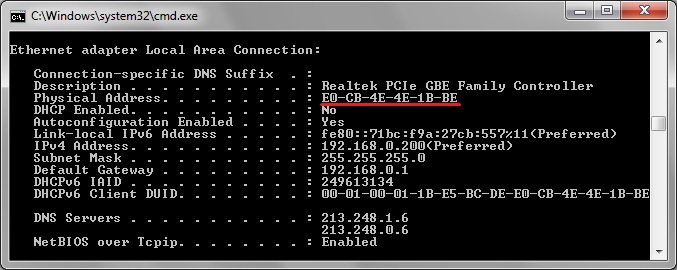 how to determine cluster network mac address